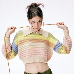 [Moving Sale by 2.27] Cider Rainbow Cropped Sweater